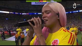 KarolG canta en himno de Colombia en la final de la copa América [upl. by Nnaeirelav168]