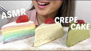 ASMR No Talking  CREPE CAKE Rainbow Durian amp Matcha Eating Sounds  NE Lets Eat [upl. by Yak]