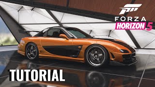 Forza Horizon 5  Hans Mazda RX7 Build Tutorial [upl. by Eniamat]