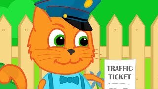 Cats Family in English  Traffic Ticket Cartoon for Kids [upl. by Rosabel]