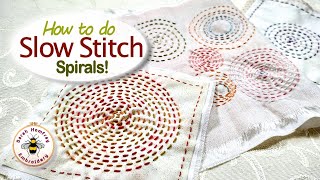 Easy tutorial on how to stitch spirals in your slow stitching embroidery projects [upl. by Neladgam]