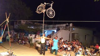 Amazing Bicycle balance  Village Circus  circus  indian circu  sroad show  ami g show [upl. by Elyak]