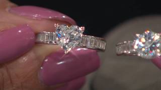 Diamonique Solitaire and Baguette Ring Platinum Clad on QVC [upl. by Nierman]