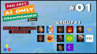 Civilization 6  AI ONLY Second Chance Rounds  Group 1  Fall 2021  1 [upl. by Ardnekahs728]