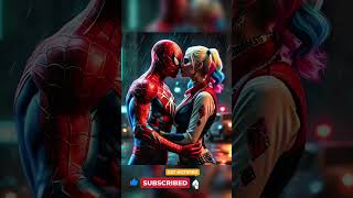 Spider Man And Harley Quinn Kiss ❤️ shorts marvel [upl. by Nolyarg]