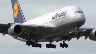 Airbus a380 crosswind landing at Miami [upl. by Nnairb]