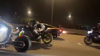 GTR R35 2000HP VS TWIN TURBO R8 VS DRAG BIKES INSANE STREET RACING [upl. by Trellas]