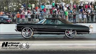 Big Wheel turbonitrous LS Impala vs Turbo Mustang at Orangeburg No Prep Kings Filming [upl. by Leamhsi]