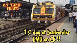 Central Railway’s first Bombardier local train EMU at Thane on its first day in service [upl. by Seale296]