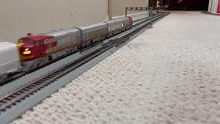 HO scale trainwatching Santa Fe and PRR Classic Passenger trains part 1 [upl. by Lira]