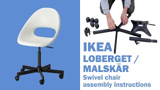 IKEA LOBERGET  MALSKÄR Swivel chair  assembly instructions [upl. by Roderich]