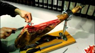 Comment couper un jambon espagnol en tranches 46 Pata negra Bellota ou Serrano [upl. by Erv]