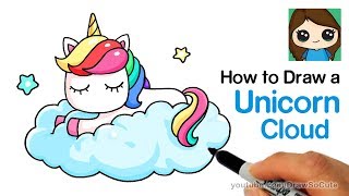 How to Draw a Unicorn on a Cloud Easy [upl. by Pickens472]