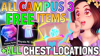 ⭐️How to get all FREE ITEMS in NEW SCHOOL 11 CHEST LOCATIONS  Royale High Campus 3 [upl. by Rudelson]