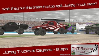 iRacing  Jumpy Trucks at Daytona  Somehow this trash ended up in a top split race [upl. by Ybbor]