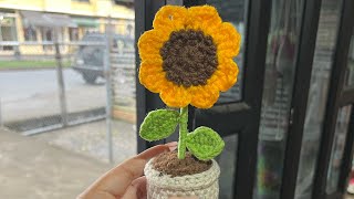 Mini Girasol 🌻con macetero Tejido a crochet Emprendimiento Charlott Tejidos [upl. by Uohk]