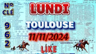 programme quinté analyse  TOULOUSE   LUNDI  11112024 [upl. by Erialcyram]