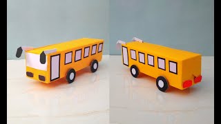 How to make easy paper bus  paper car  paper toys [upl. by Barbe]