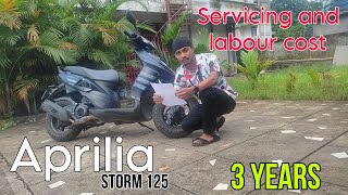 Real Cost of Servicing Aprilia Storm 125  Bs6  3 years review  Bharghav [upl. by Introc]