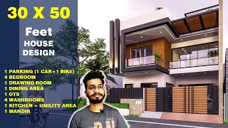 3050 house plan 165 Gaj  4BHK  CENTRAL COURTYARDOTS 30 50 house design duplex DV Studio [upl. by Goltz445]