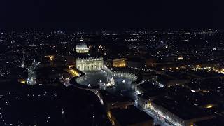 Night Drone of Vatican City Citta del Vaticano  4K [upl. by Aleirbag157]