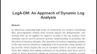 LogA DM An Approach of Dynamic Log Analysis [upl. by Larual]