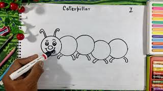 How to draw Caterpillar  Class 1 Drawing [upl. by Hanson]