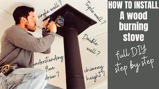 How to install a wood burning stove DIY step by step [upl. by Akessej]