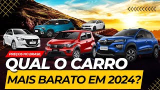 Descubra quais são os CARROS MAIS BARATOS do Brasil em 2024 Renault Kwid e Fiat Mobi ainda dominam [upl. by Olly]