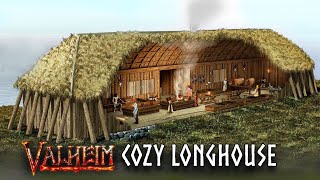 Valheim Cozy Authentic Longhouse Build [upl. by Yleve]