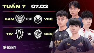 GAM vs VKE BO3  TW vs CES BO3  VCS 2024 MÙA XUÂN  TUẦN 7  07032024 [upl. by Cirdek]