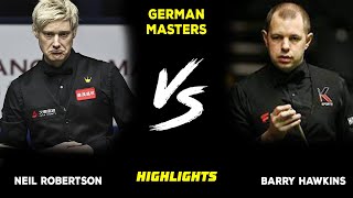 neil robertson vs barry hawkins  snooker german masters 2023 highlights [upl. by Rodman]