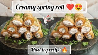 Creamy spring roll tutorial 🤍RAMZAN special recipes 💕 [upl. by Gayn]