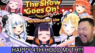 【myth4EVER】hololive English Myth 4th Anniversary Concert The Show Goes On BBJ Reacts [upl. by Adnana500]