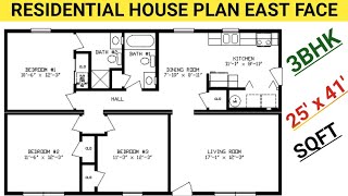 25 x 41 house plan 25 x 41 house design 2541 house plan east facing [upl. by Staffard]