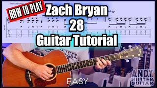 How to play Zach Bryan  28 Guitar Tutorial with TABs [upl. by Hodge]