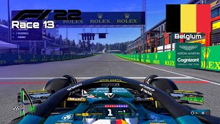 F1 22 Game  Race 13  FORMULA 1 ROLEX BELGIAN GRAND PRIX 2022  Sebastian Vettel [upl. by Nosniv588]