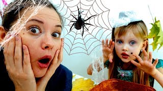 Nastya and Funny Story Halloween Trick or Treat and Makeup [upl. by Daile]