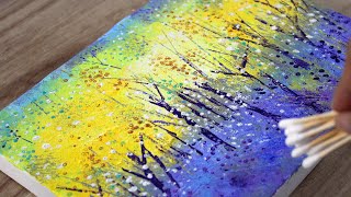 Abstract painting of autumn grove  landscape  Beginner acrylic painting 541 [upl. by Zeiler]