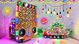 DIY Mini Dj Navratri Durga Pooja Dj Truck Light Decoration Gadi Wala Dj Gauri Ganesh Murti Visarjan [upl. by Annil]