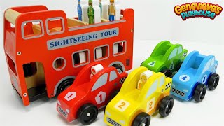 Learn Colors and Community Vehicles Names with fun Wooden Toy Cars [upl. by Nnayd]