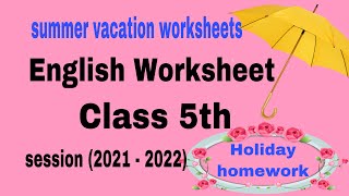 English worksheet for class 5th [upl. by Teferi217]