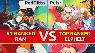 GGST ▰ RedDitto 1 Ranked Ramlethal vs Pulsr TOP Ranked Elphelt High Level Gameplay [upl. by Elleiad]