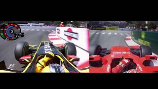 F1 Monaco GP Onboard Pole Lap Raikkonen 2017 vs Kubica2º 2010 [upl. by Primaveria]