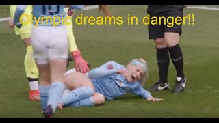 Chloe Kelly nasty knee injury  Manchester City Women [upl. by Doone]