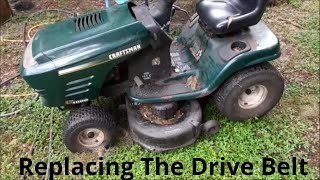 Craftsman t240 riding mower transmission drive belt replacement  Time lapse [upl. by Udenihc22]