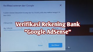 Cara Verifikasi setoran dari Google AdSense [upl. by Ennaillek462]