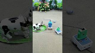 Diy mini motor water pump science project mini tractor and cow video  78 [upl. by Karena]