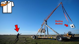 MASSIVE TrebuchetCatapult First Test [upl. by Eynahpets]