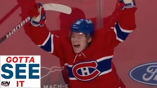 GOTTA SEE IT Cole Caufield Scores OT GameWinner As First Career NHL Goal [upl. by Ayotol680]